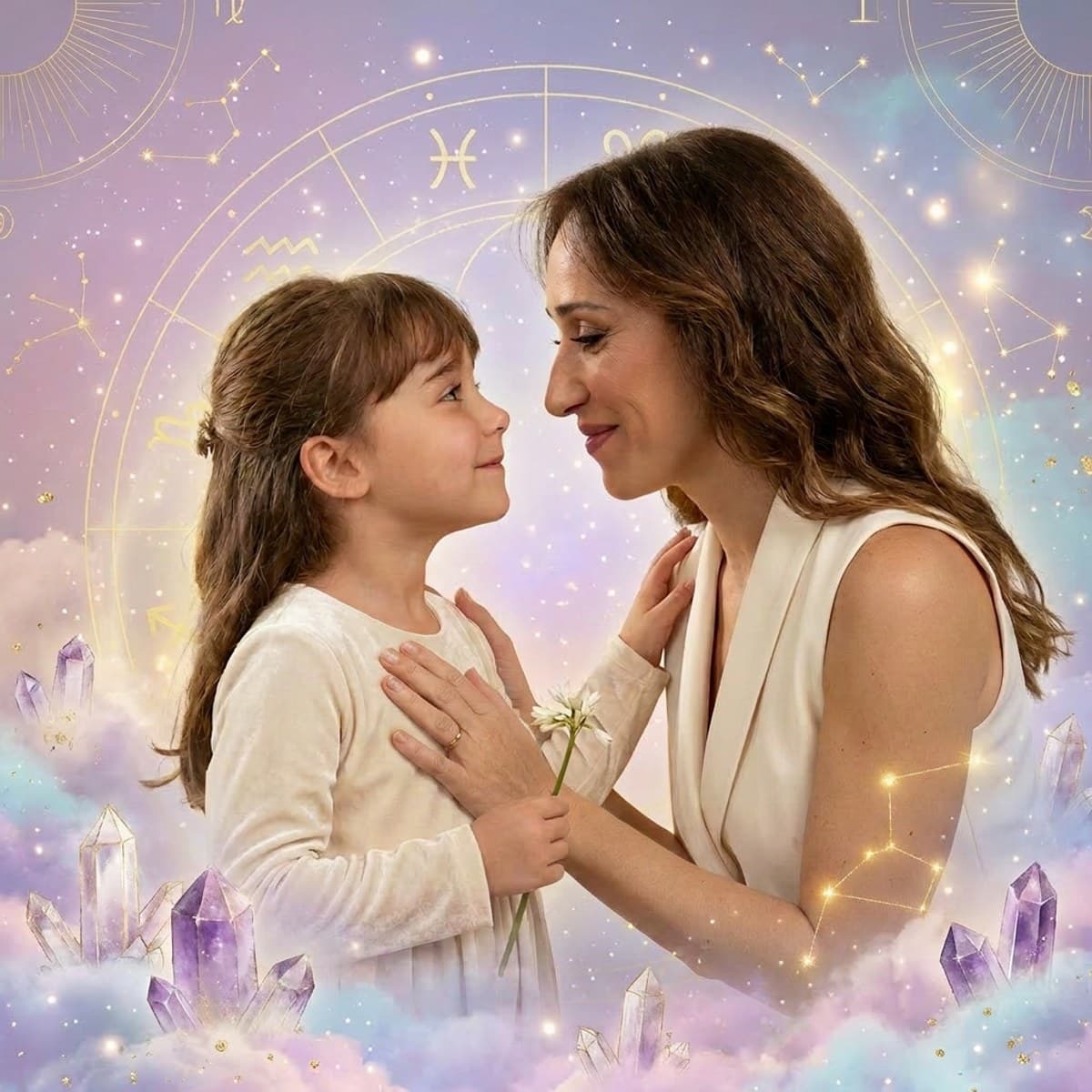 Vânia Melro e a menina interior, sobre um céu cósmico